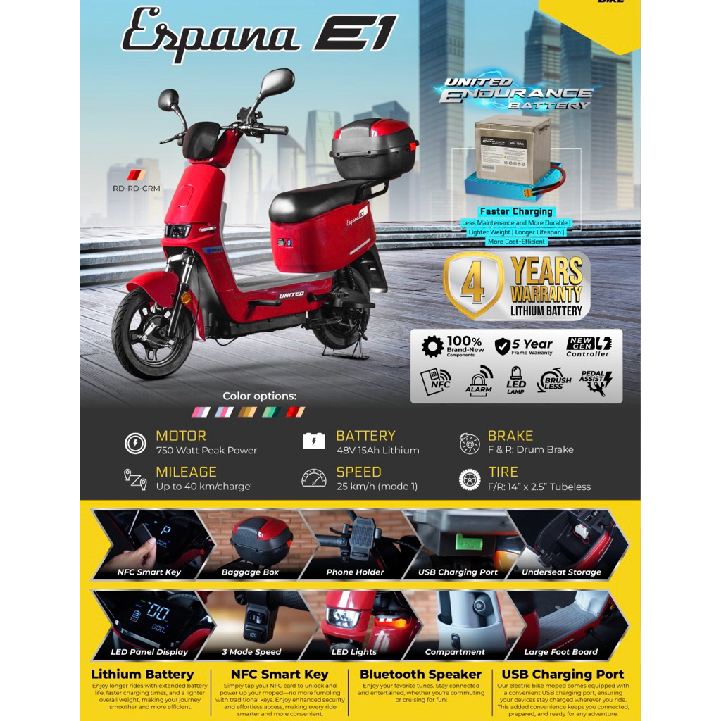 Sepeda Listrik United Espana E1 Terbaru 2025