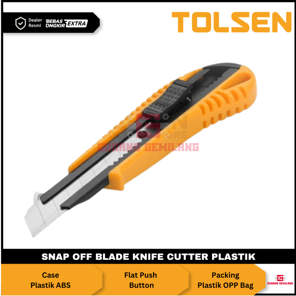 

Cutter Plastik Snap Off Blade Knife Karter Pisau Pemotong 18mm Tolsen