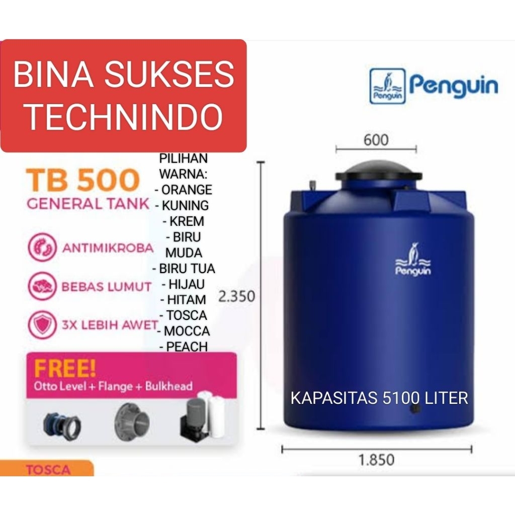 TANGKI / TANDON / TOREN MEREK PENGUIN TB500 TB 500 ( 5100L 5100 LITER )