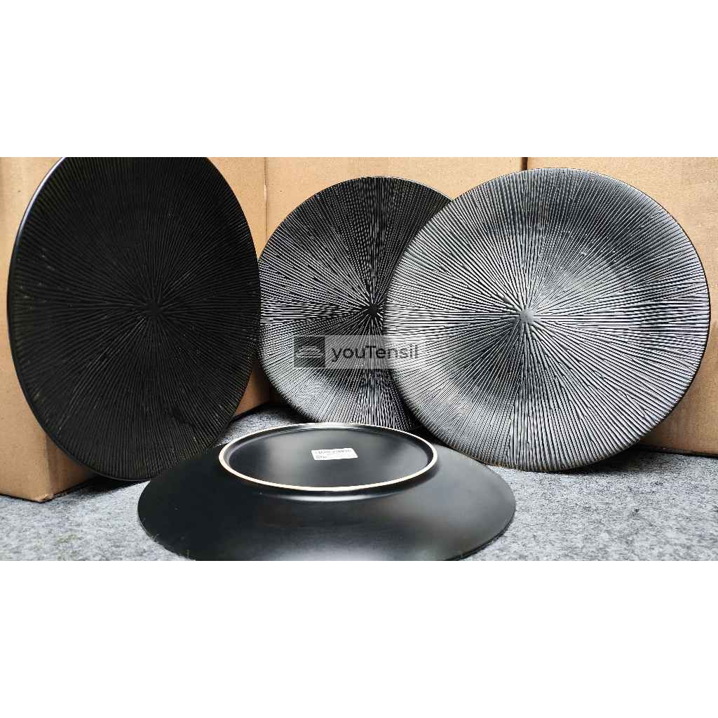 Piring Keramik Hitam Elegan | Piring Makan Estetik Minimalis