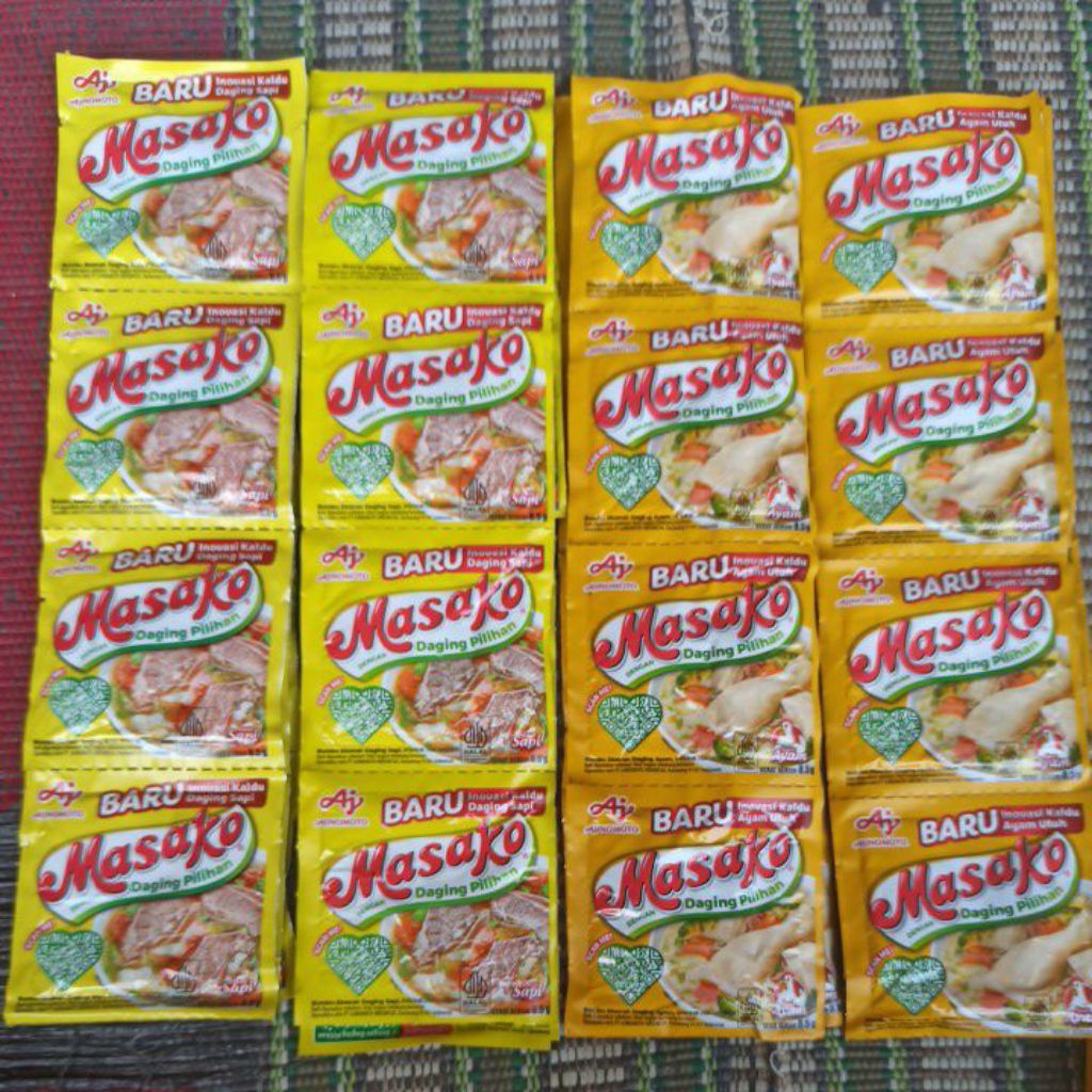 

Masako 12 sachet penyedap rasa inovasi kaldu sapi ayam & baru halal daging pilihan berat 8,5 gram