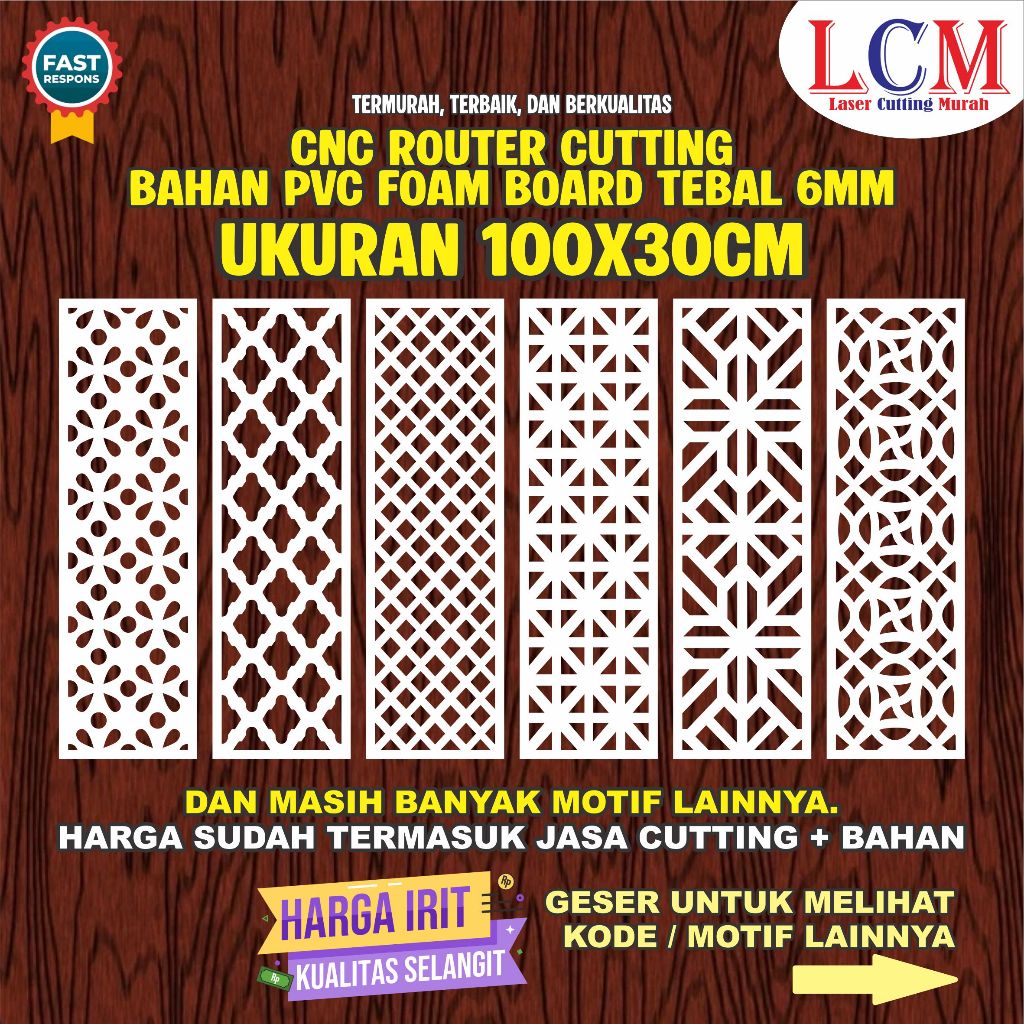 Cutting PVC Foam Board Ukuran 100x30CM Tebal 6MM | Ornament Krawangan PVC Board