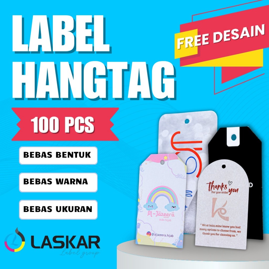 

100pcs hang tag aesthetic custom hangtag baju label ucapan hampers lebel nama sendiri
