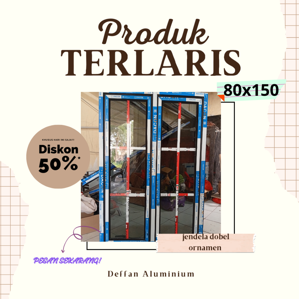 kusen jendela aluminium dobel ornamen