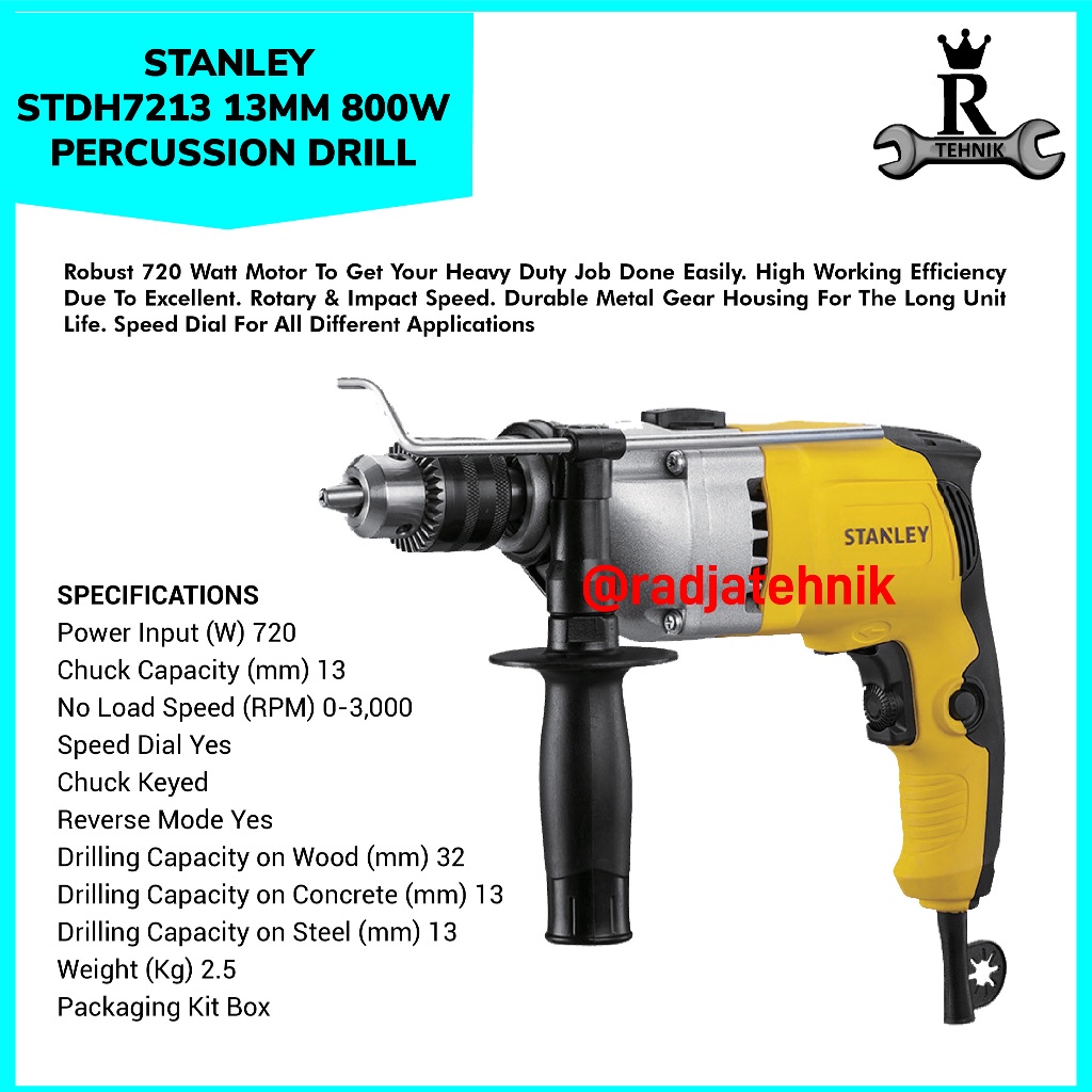 STANLEY  STDH7213 Percusion Drill  Percussion Drill  Mesin Hammer Drill  Alat Tukang Serbaguna