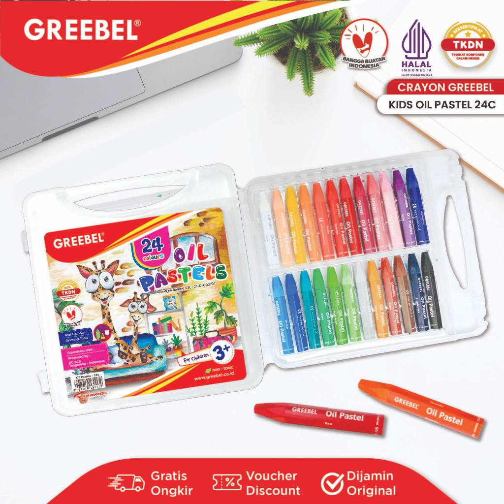 

GREEBEL Crayon Krayon Kids 24 Warna / Kids Oil Pastel 24 (KOP24) Crayon Set Mewarnai Professional