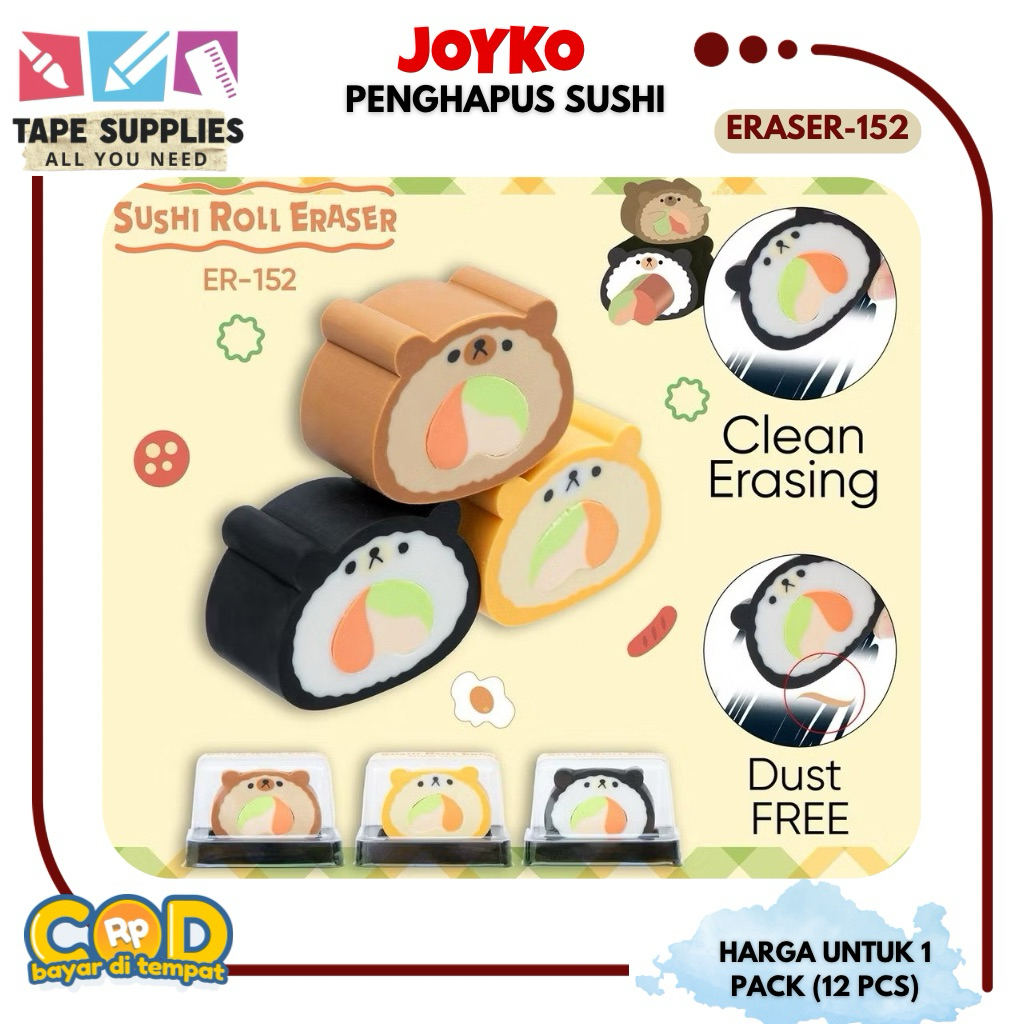 

(6 PCS) Eraser KARAKTER PENGHAPUS JOYKO Apusan Pasti Bersih ER-153