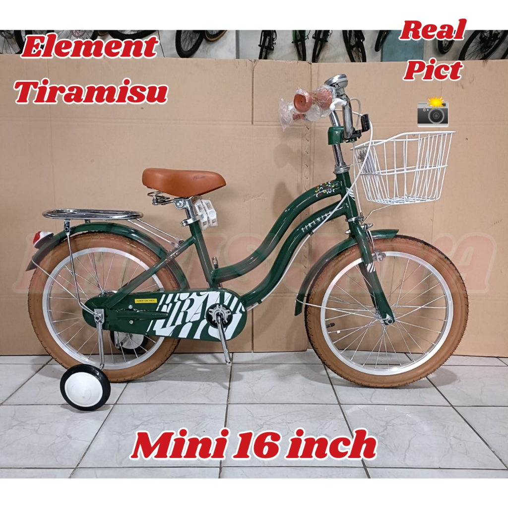 BONUS BELL SEPEDA MINI ANAK 16 INCH ELEMENT TIRAMISU SEPEDA ANAK MINI 16 EVERGREEN MODEL LONDON TAXI