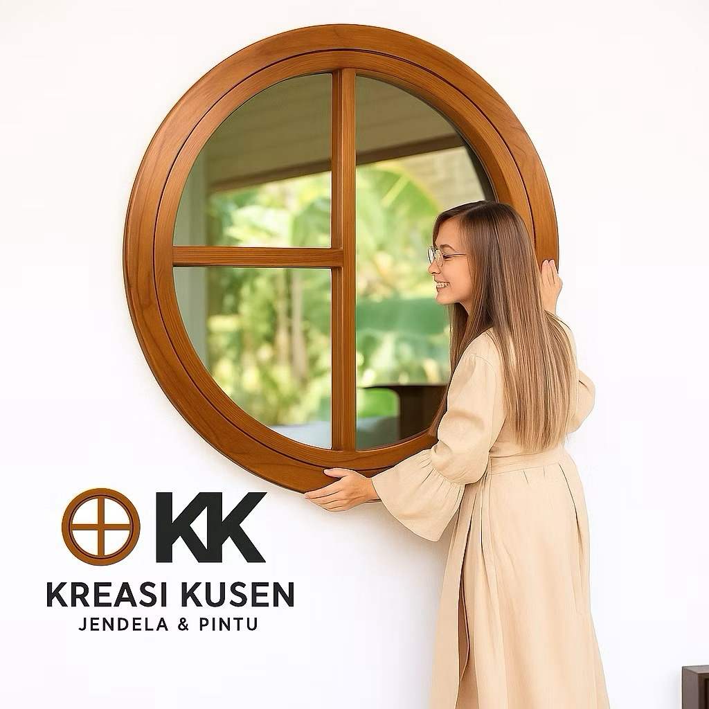 Jendela Bulat Aetestics • Kusen Jendela Bulat Bahan Kayu Jati