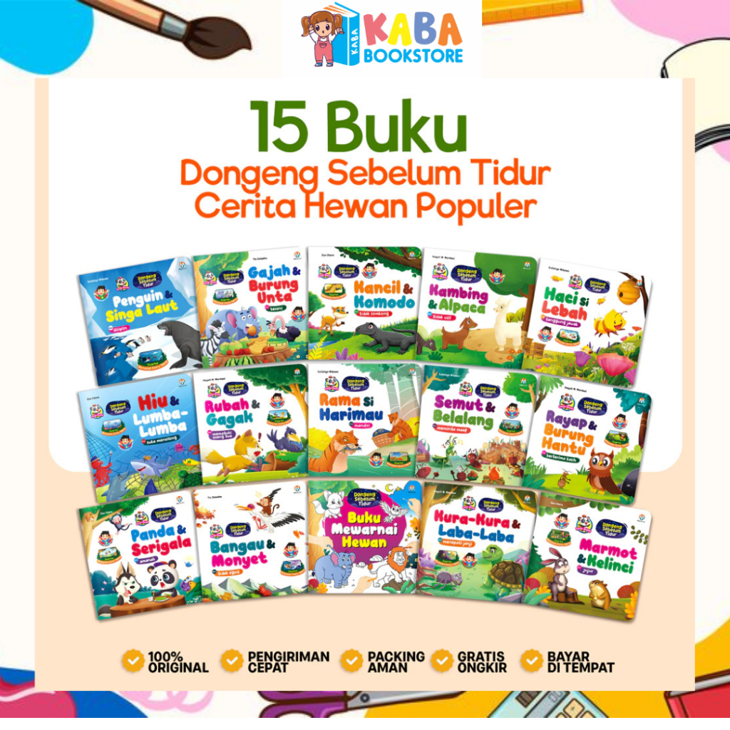Kaba Book (ISI 15 Buku) Paket Dongeng Sebelum Tidur  Cerita Hewan - Buku Fabel Anak Bergambar Gratis