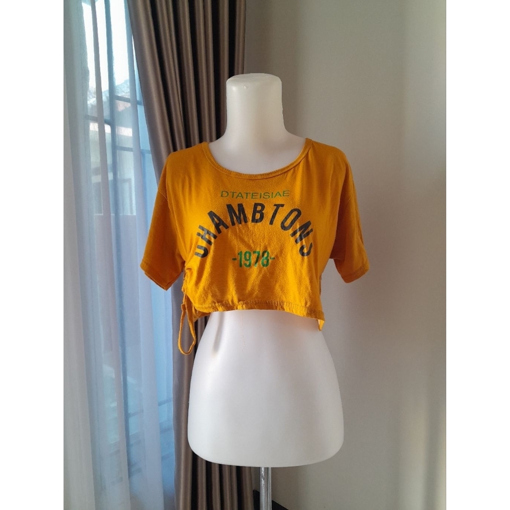 Crop Top Jumbo, Crop Top Mustard Jumbo, Atasan Crop Jumbo, Kaos Crop, Crop Top