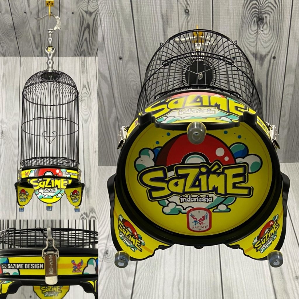 Sangkar Helopet Pleci SAZIME PVC Decal + Full set Kerodong + Free Pallet Kayu
