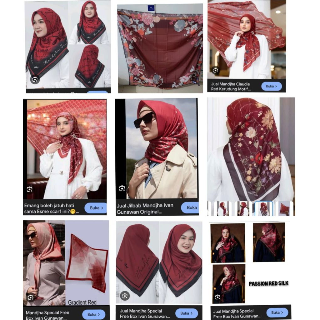 Mandjha Hijab Ivan Gunawan Fashion Scarf Motif Red,Produksi Euphoria,Gradient,Queenie,SPECTRUM,Laure