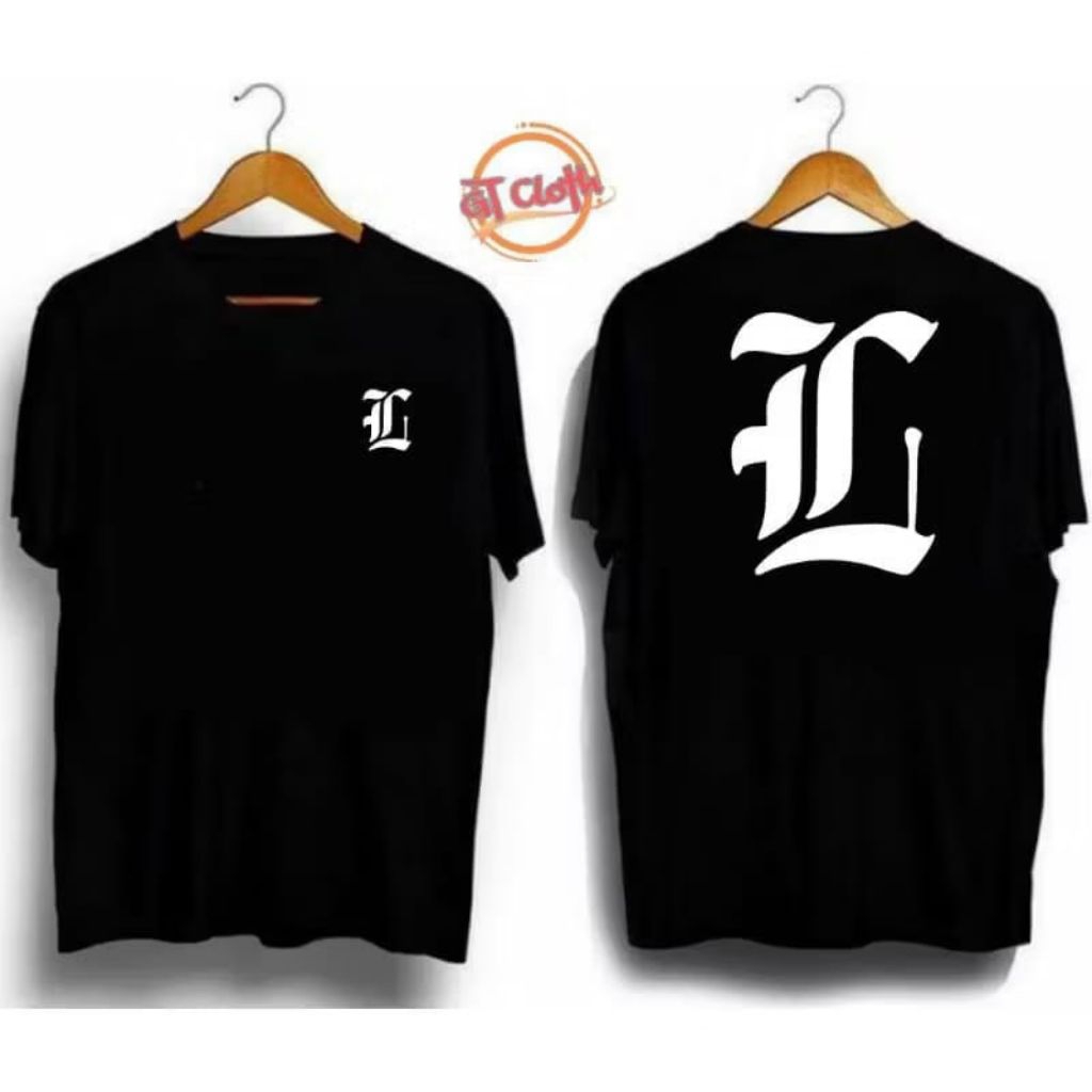 KAOS DISTRO INISIAL HURUF L GOTHIC BAHAN COTTON COMBED 30S