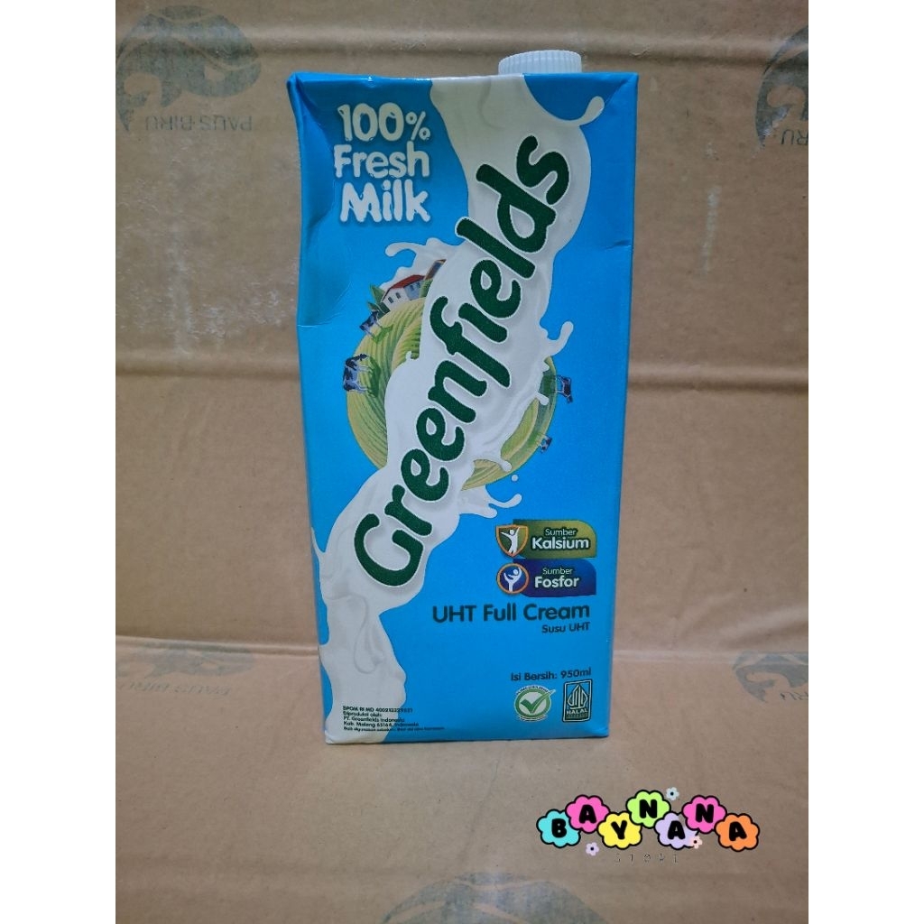 

MURAH! GREENFIELDS SUSU UHT FULL CREAM FRESH MILK GREENFIELD 950ML BUKAN 1 LITER PROMO!