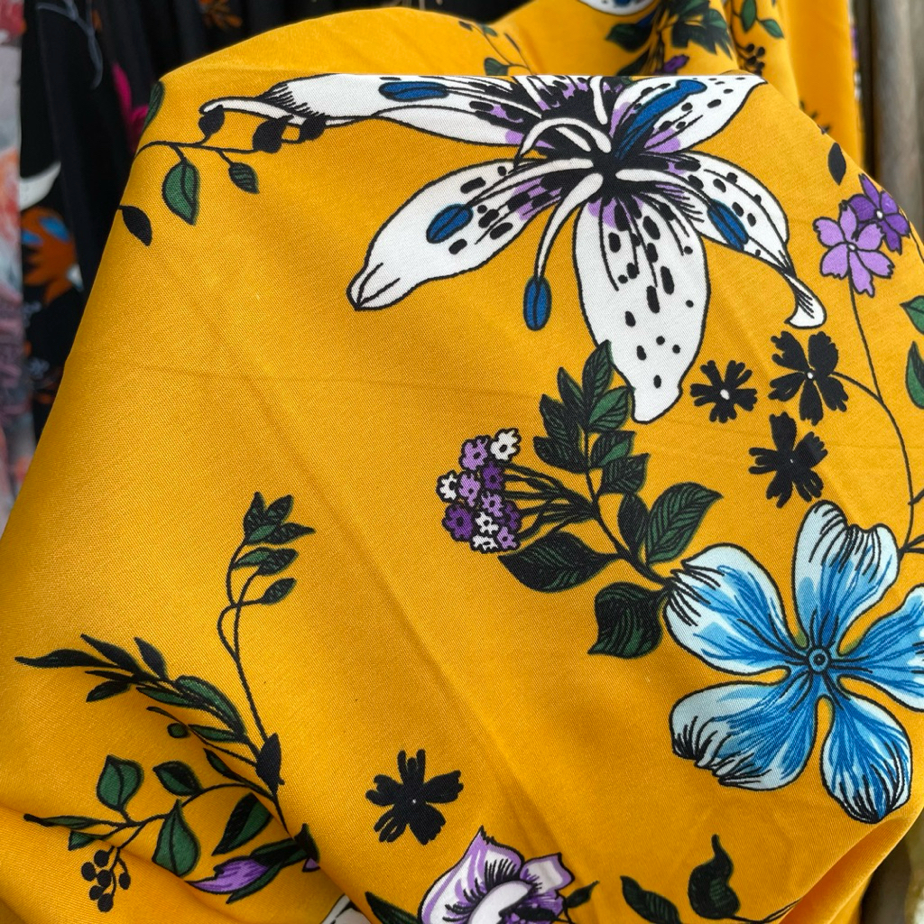 kain cvc polycotton motif bunga premium - kain cvc poliester style korea import pj