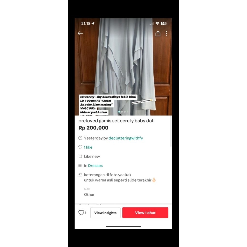 set gamis ceruty sky blue