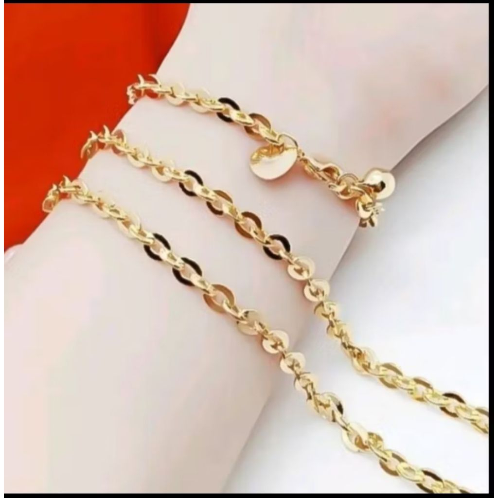 gelang tangan wanita nori kaca titanium emas