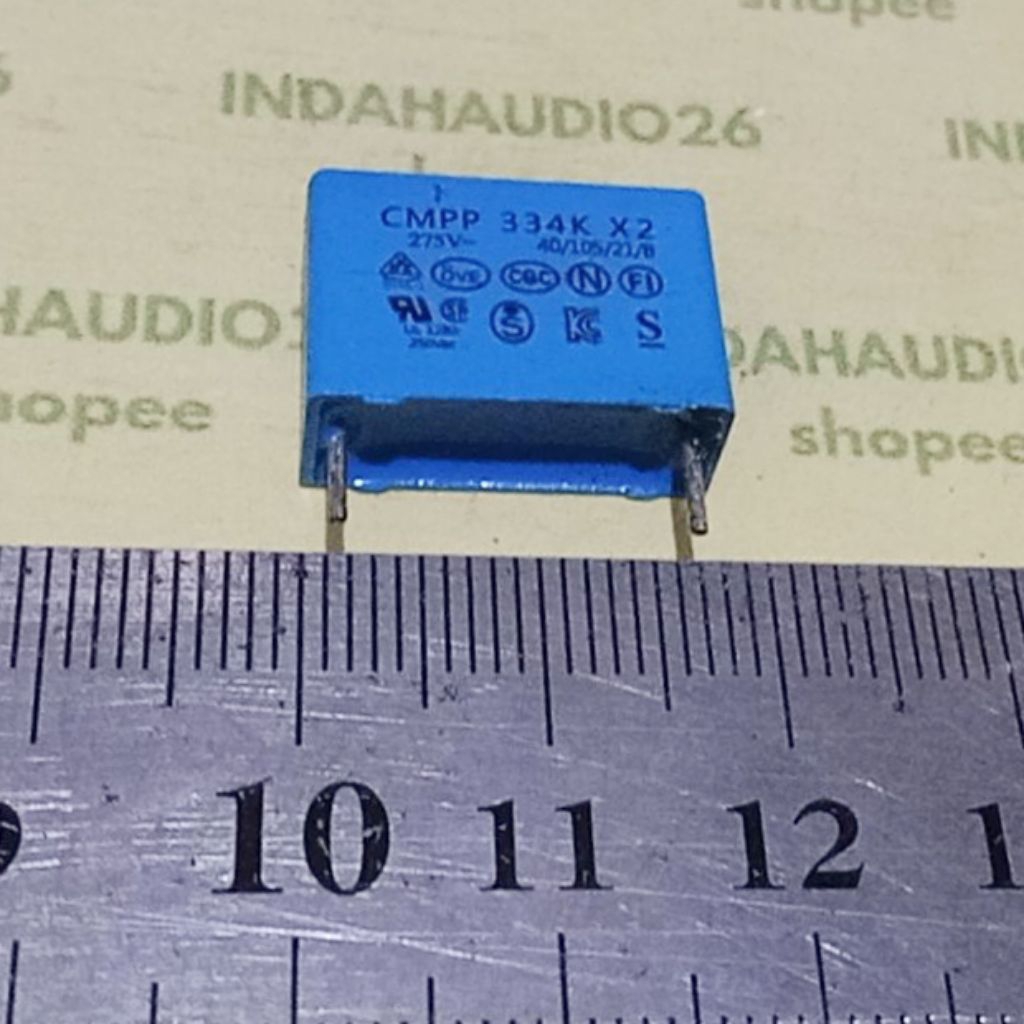 CMPP 334K X2 275v 15mm MKM 330nf 330n 334 capasitor kapasitor 330 n nf capacitor mkt mkp biru   275v