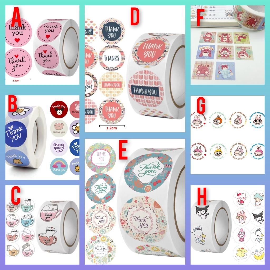 

Ready Sticker Thankyou isi 500pcs/ label roll sticker thankyou