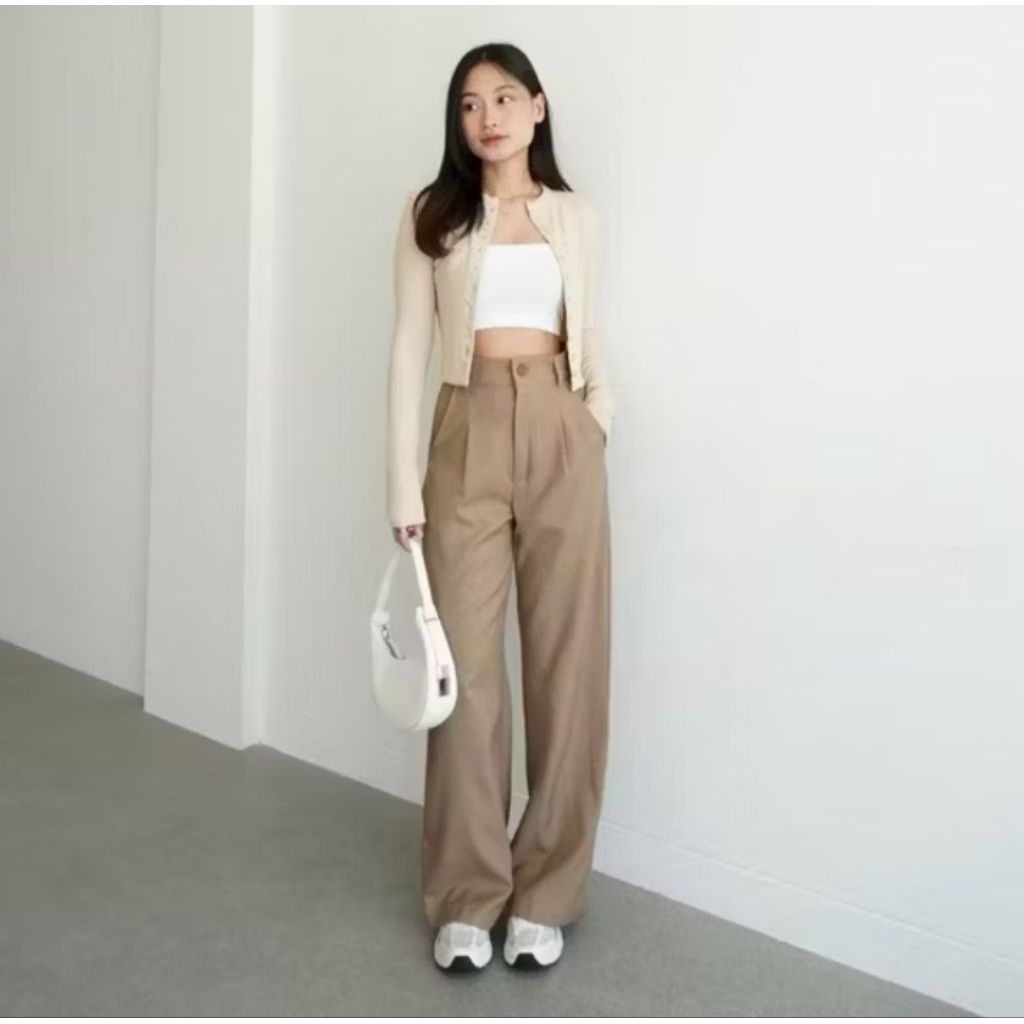 CUCI GUDANG VIONA PANTS - Celana Highwaist Wanita - Celana Panjang Kulot Anti Kusut Wanita - Celana