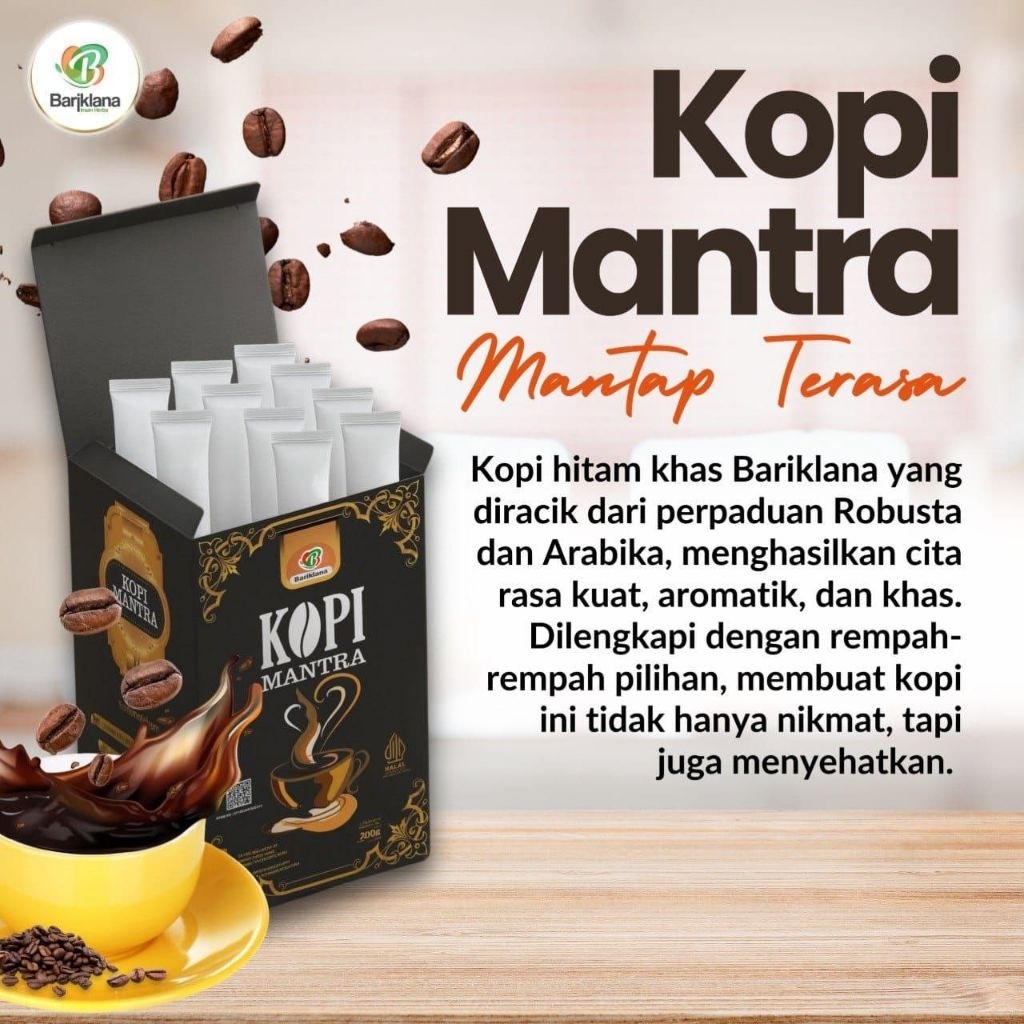 

KOPI MANTRA PLUS HERBAL BARIKLANA 1box 10 sachet