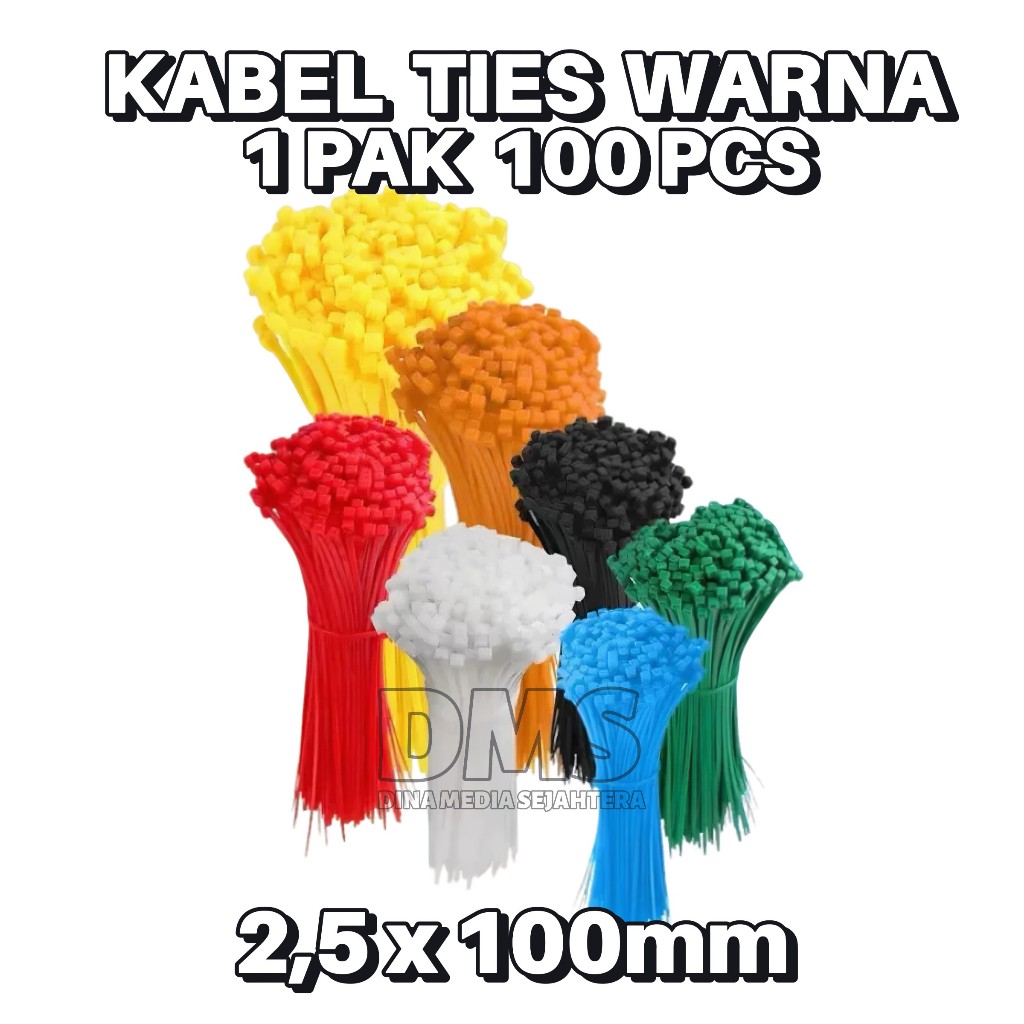 

KABEL TIES WARNA CABLE TIE 2.5 X100mm (10cm) 1 PACK 100pcs COCOK UNTUK KABEL KABEL KECIL