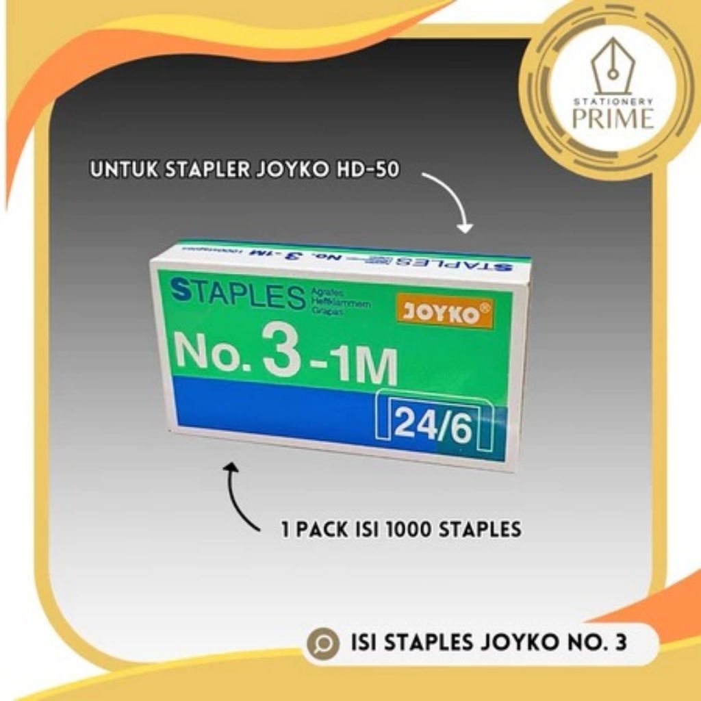 

Staples / Isi Stapler / Refill Stapler Joyko No. 3 [BOX isi 1000 staples]