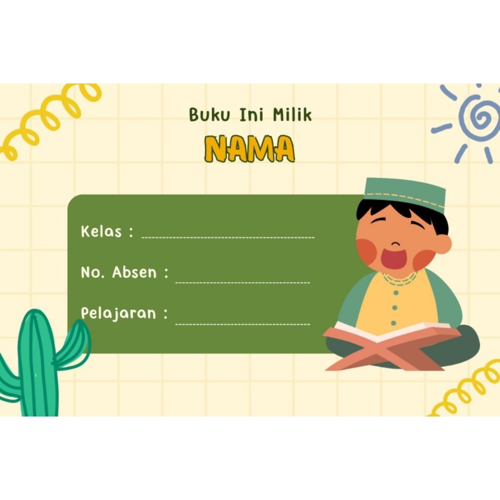 

Stiker Nama Custom ukuran 9x6 cm untuk buku tulis