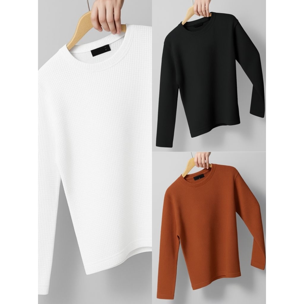 Kaos Pria Waffle UNIQLO Polos Paket Tiga#star