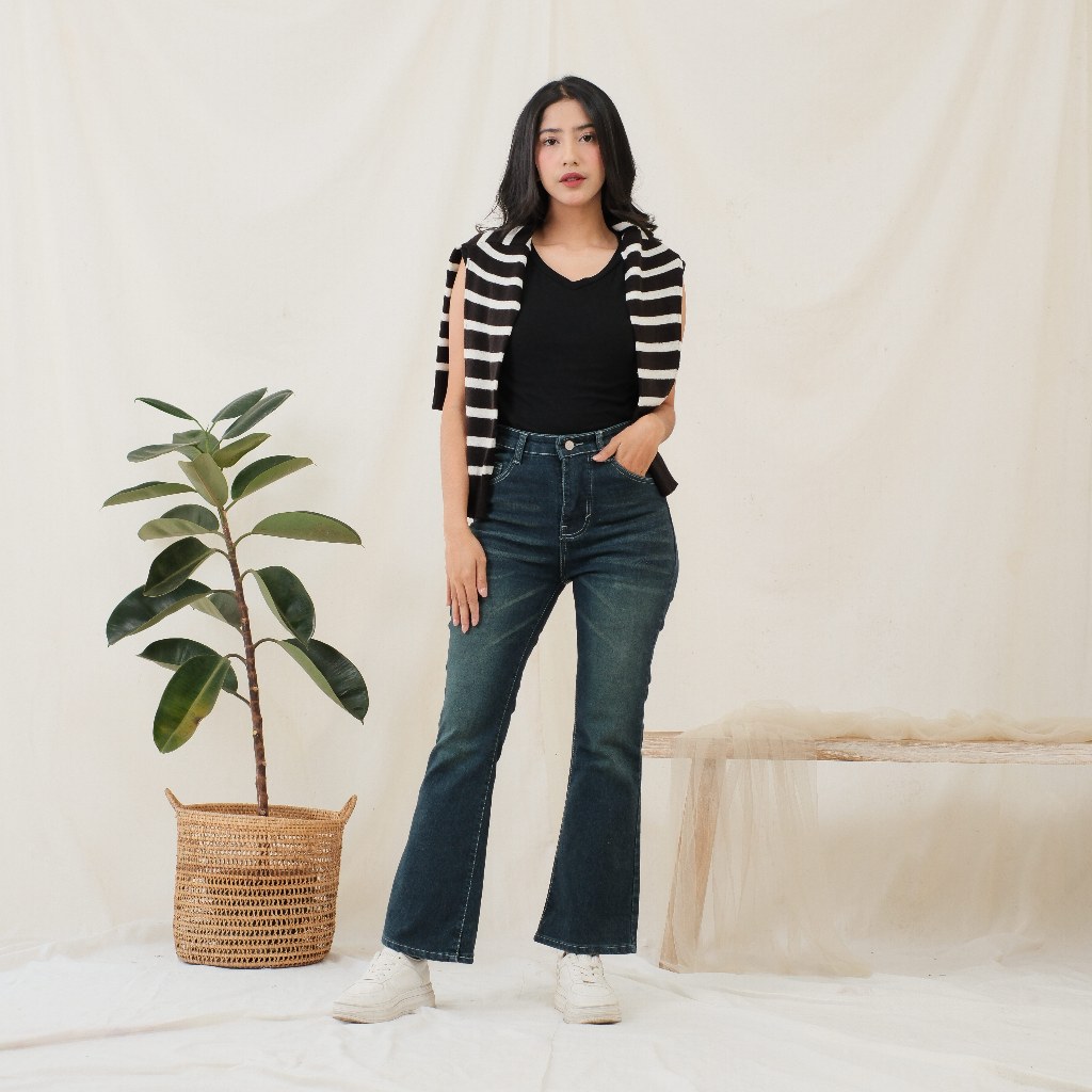 Jeans cutbray highwaist jeans wanita cutbray import