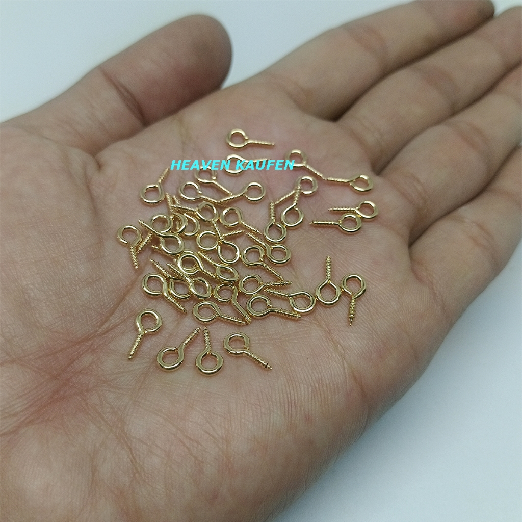 Sekrup Paku Ulir Gantungan Kunci Craft DIY Kecil Panjang 1 cm Warna Gold Muda / Emas Muda Harga Per 