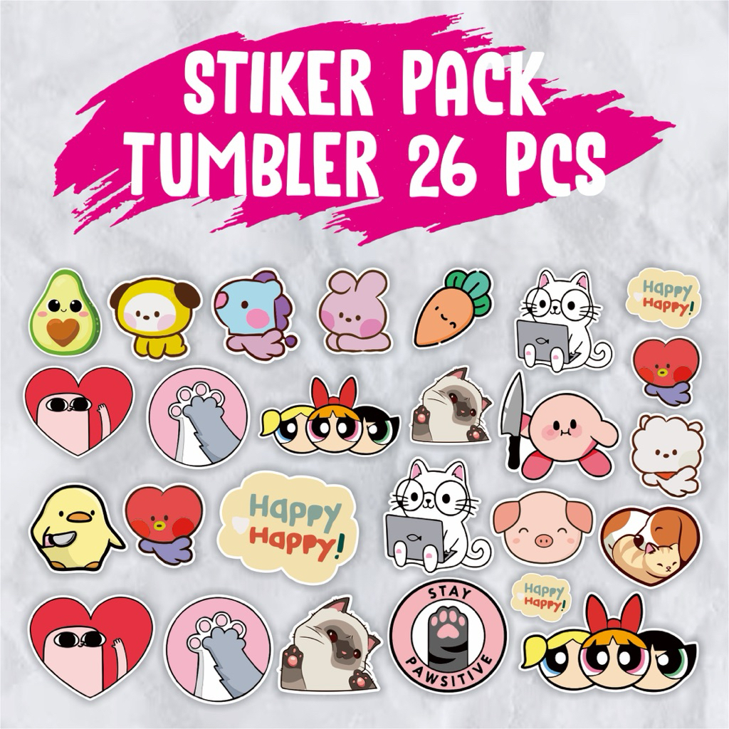 

Stiker Pack Tumbler 24Pcs Aesthetic Lucu Cantik Buat Hp Laptop helm Tumblr
