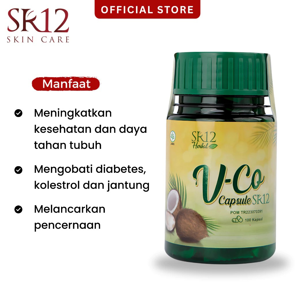 SR12 VCO Capsule Isi 100 Minyak Kelapa Murni Herbal Obat Asam Lambung Detox & Diet Sehat Untuk Daya 