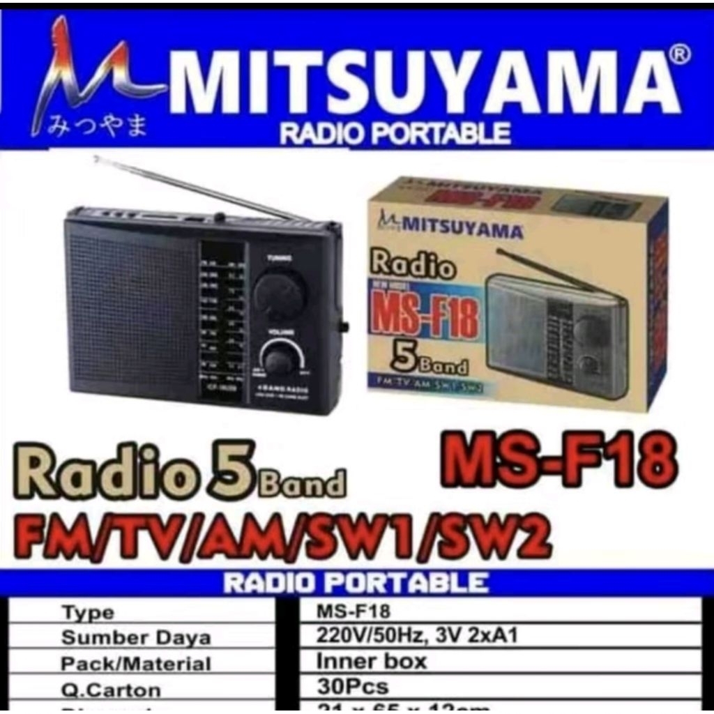 Mitsuyama F-18 Radio Jadul 3 Band Fm Am Sw Portable Radio