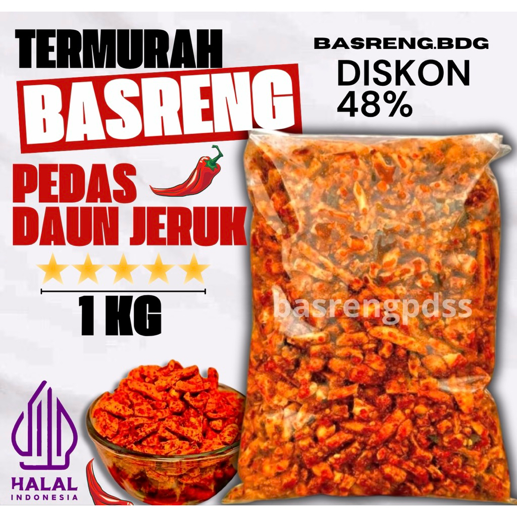 

Basreng Baso goreng pedas Super krispi Extra daun jeruk Netto 1000 gram / 1 kg Gratis ongkir