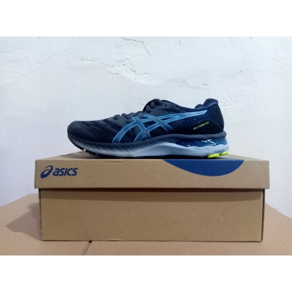 SEPATU LARI PRIA ASICS GEL NIMBUS 23 CARRIER GREY/DIGITAL AQUA ORIGINAL