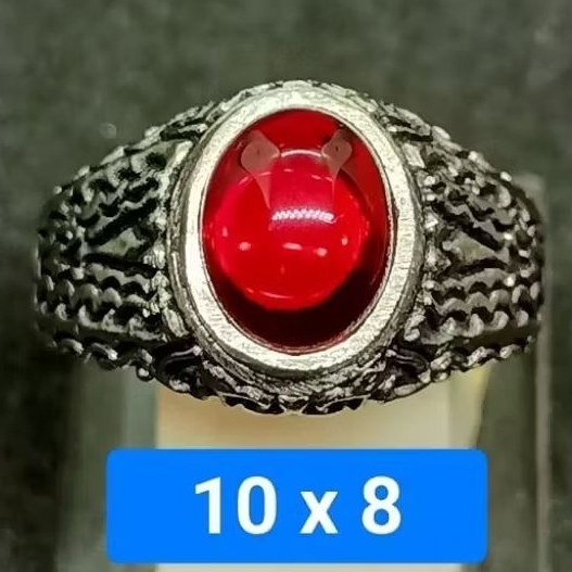 Cincin Batu Akik Merah Siam 10 x 8 , Size Kecil