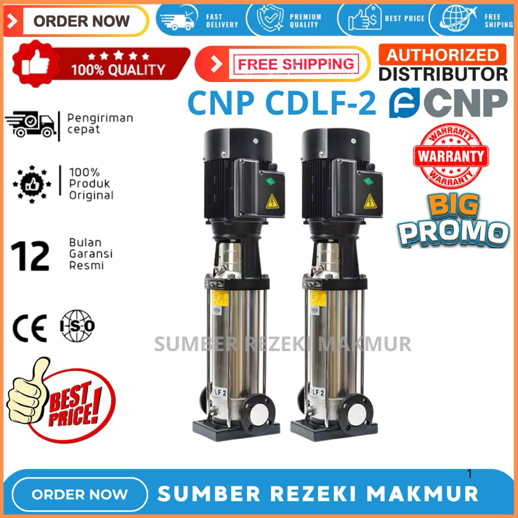 POMPA CNP CDLF.2-22 3HP 1PHASE POMPA BOOSTER STEAM CAR WASH MOBIL