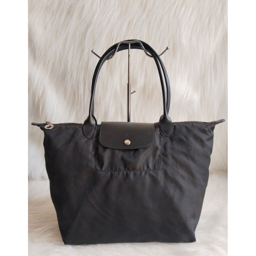 Preloved Tas LC tote, ujuran "L", bahan nilon mix kulit asli