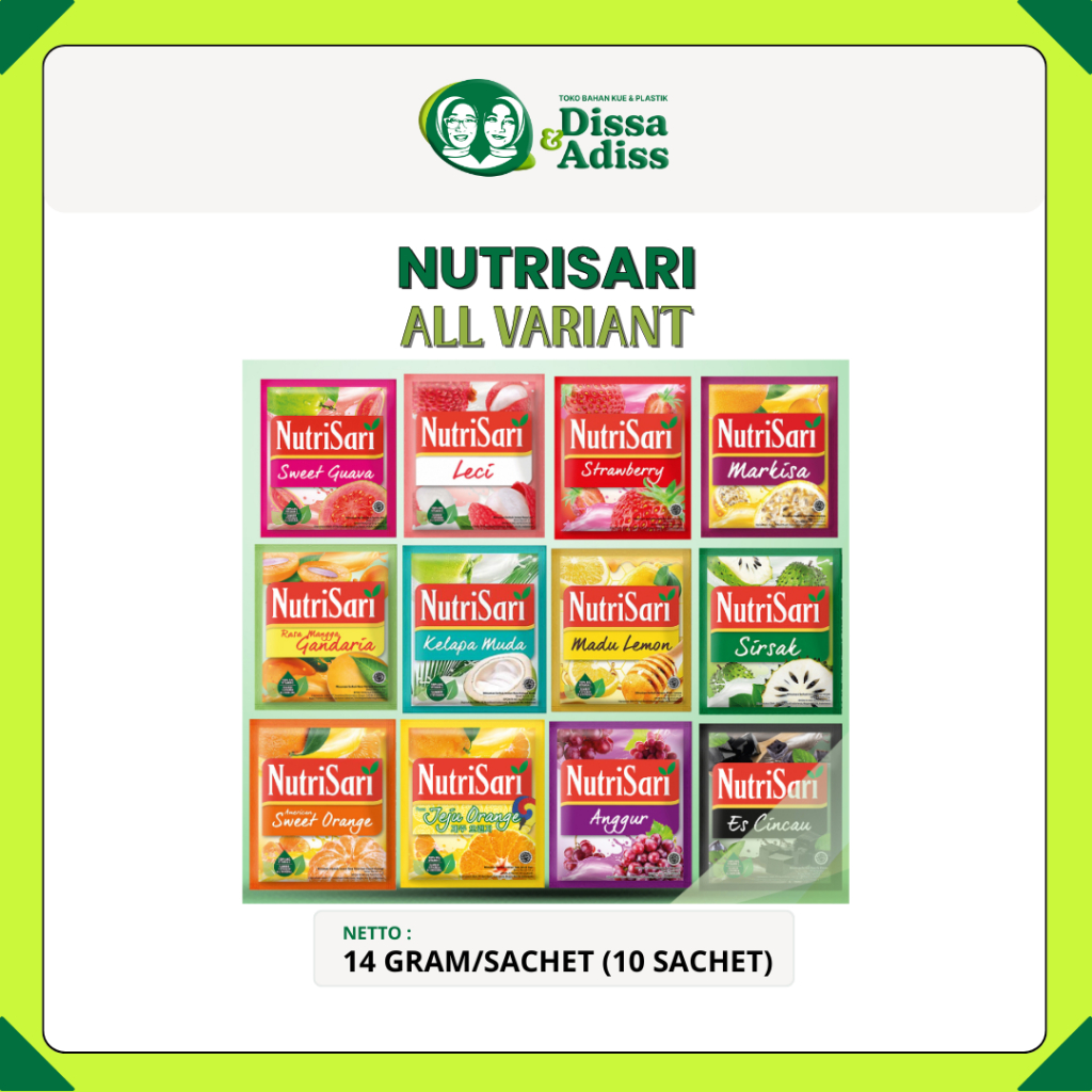

Nurtisari All Var 14gr | Minuman Serbuk Rasa Buah Nutrisari - Tobaqdissa