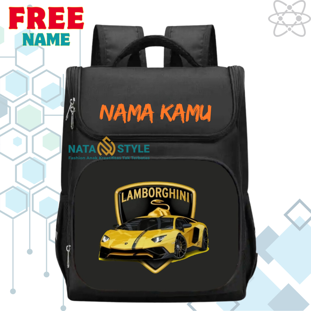 Mobil Balap I Tas Ransel Sekolah Anak TK/SD Super Car Lamborghini I Tas Sekolah Anak SD/TK Mobil Bal