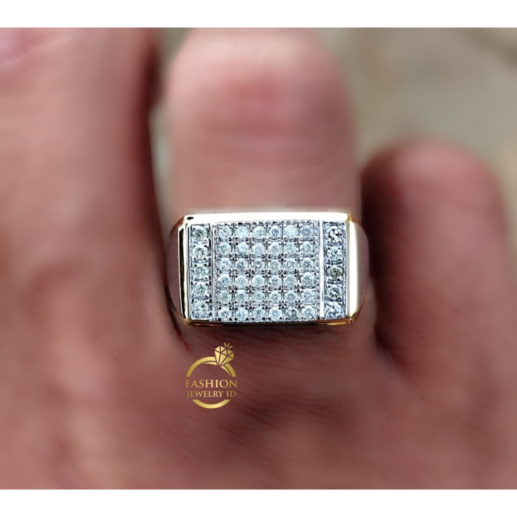 Cincin stempel pria berlian ring perak