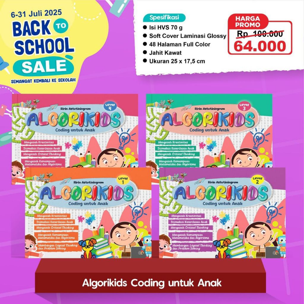 Buku Coding Anak ALGORIKIDS Coding Untuk Anak Level 1-4