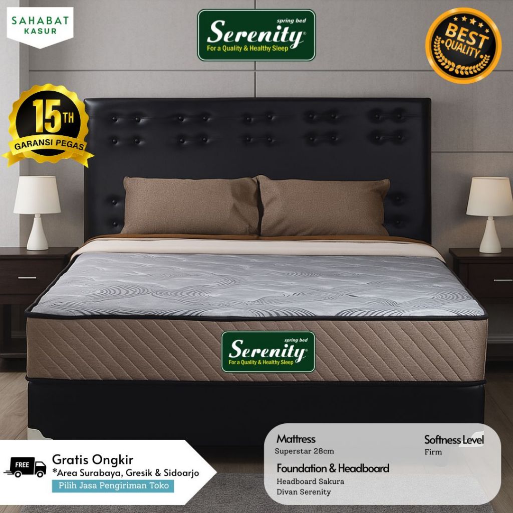 FULL SET Kasur Springbed Serenity Elite SUPERSTAR | Kasur Springbed Serenity Elite Springbed
