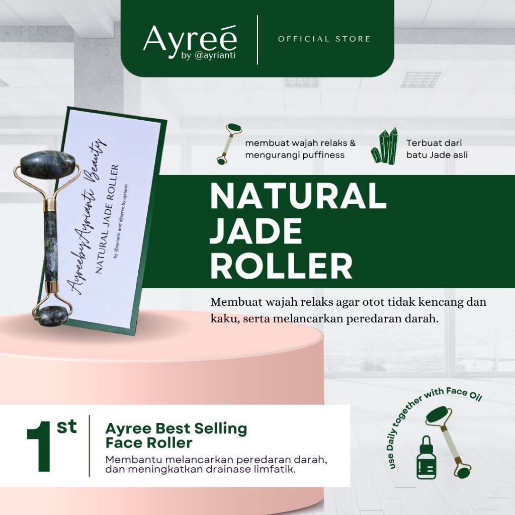 Ayree by Ayrianti Natural Jade Roller / Face Roller / Facial Roller