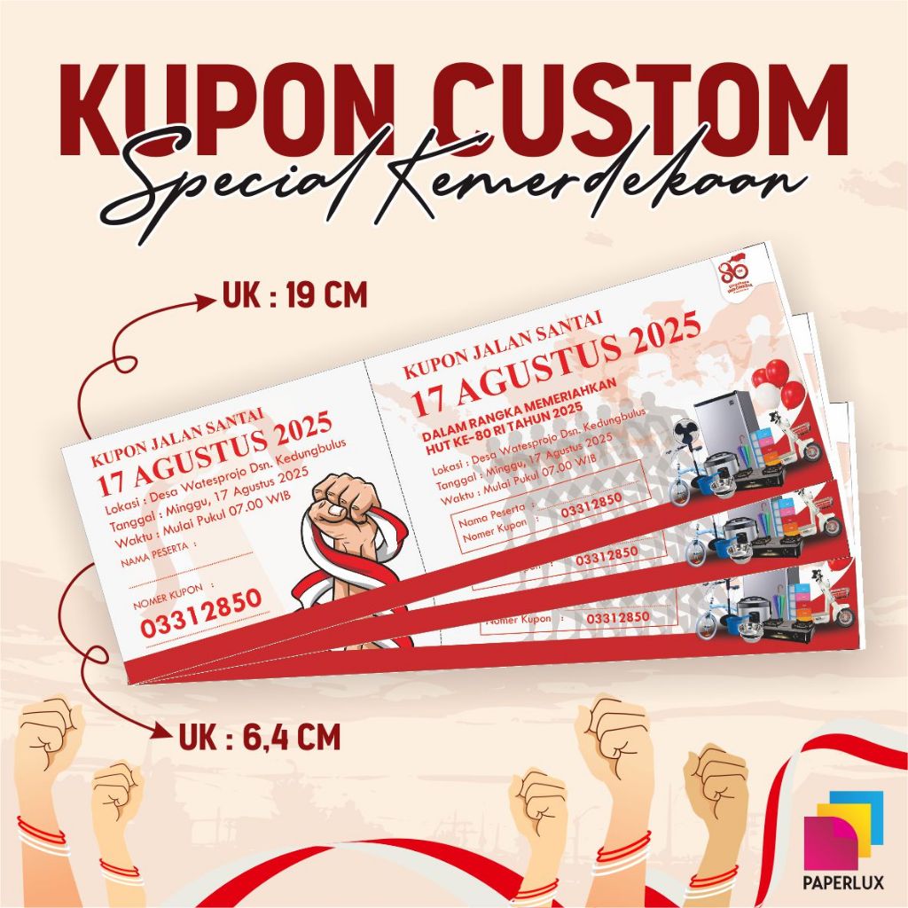 KUPON JALAN SEHAT CUSTOM  - CETAK KUPON UNDIAN 17 AGUSTUS MURAH