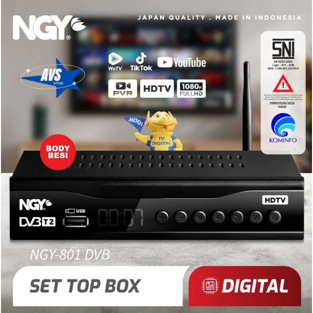 NAGOYA DIGITAL SET TOP BOX/ STB SIARAN DVB T2 RECEIVER NGY 8OI