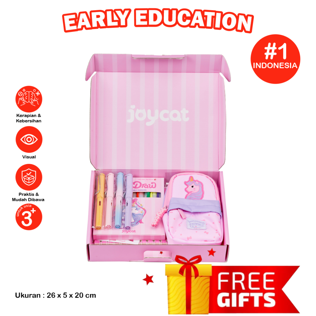 

BONUS FREE GIFT! Joycat Kotak Pensil Anak - 7 in 1 Pack Stationery Kids - Paket Alat Tulis Sekolah Anak | Pink Unicorn