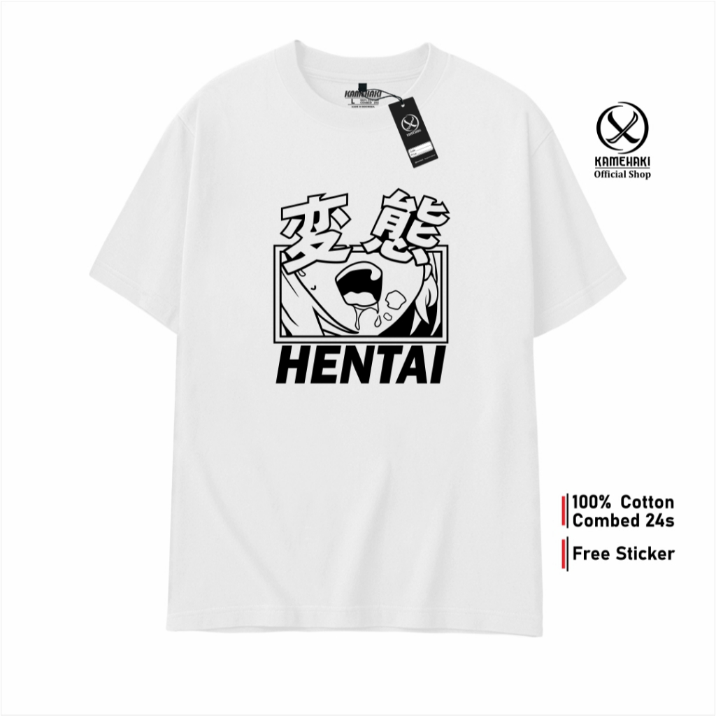KAMEHAKI Kaos Anime HENTAI FACE Kimochi / Kaos Anime / Kaos Jepang / Baju Distro Pria Wanita /Distro